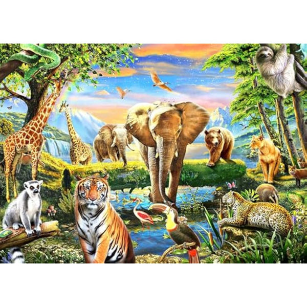 Jigsaw Puzzles 1000 Pieces for Adults puzzles for adults 1000 Piece Puzzle Educational Games-Safari Animal World