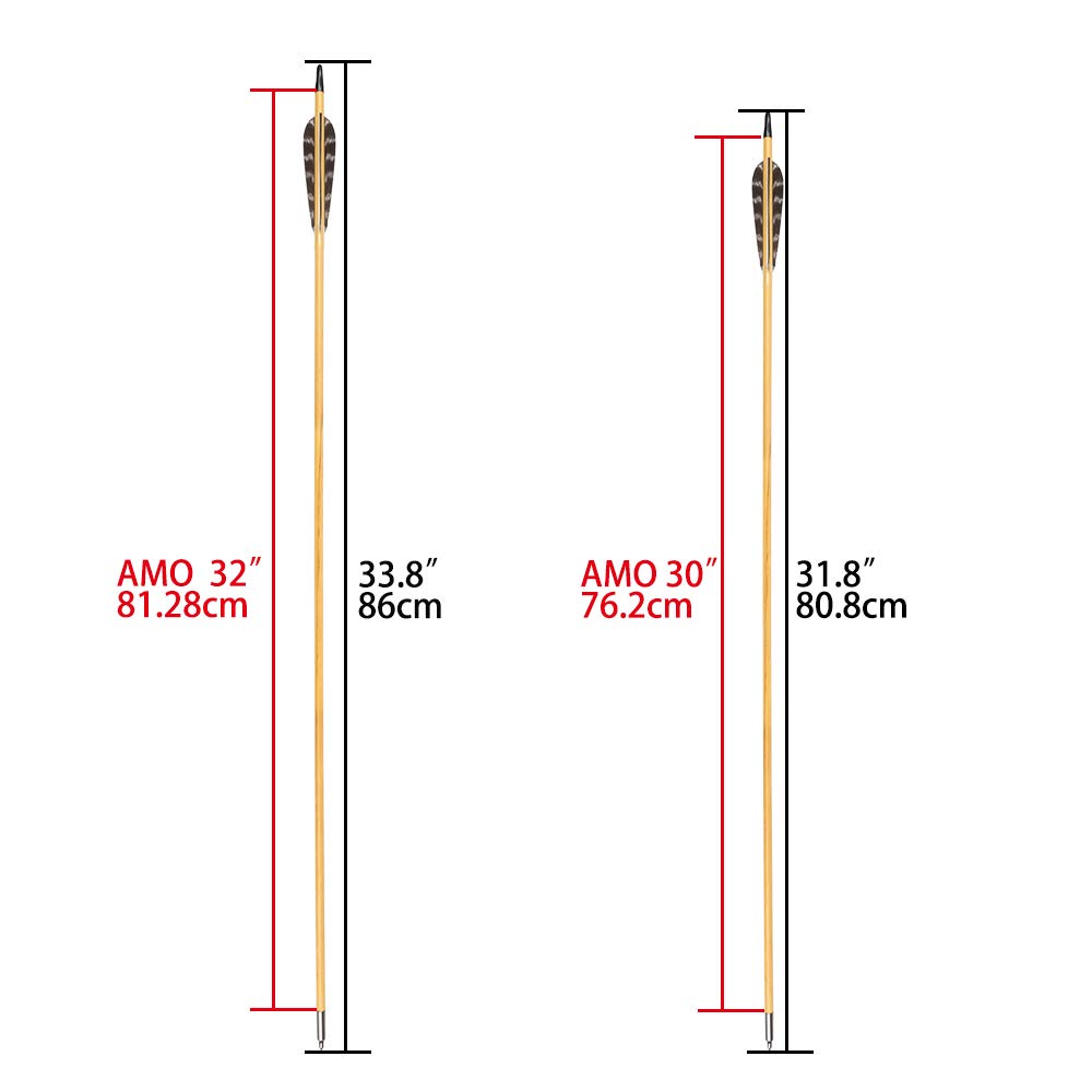 30 Inch Wooden Arrows Hunting 4 Inch Turkey Feathers Fletching Practice Target Arrow for Traditional Recurve Bow Horsebow Longbow (Pack of 12)