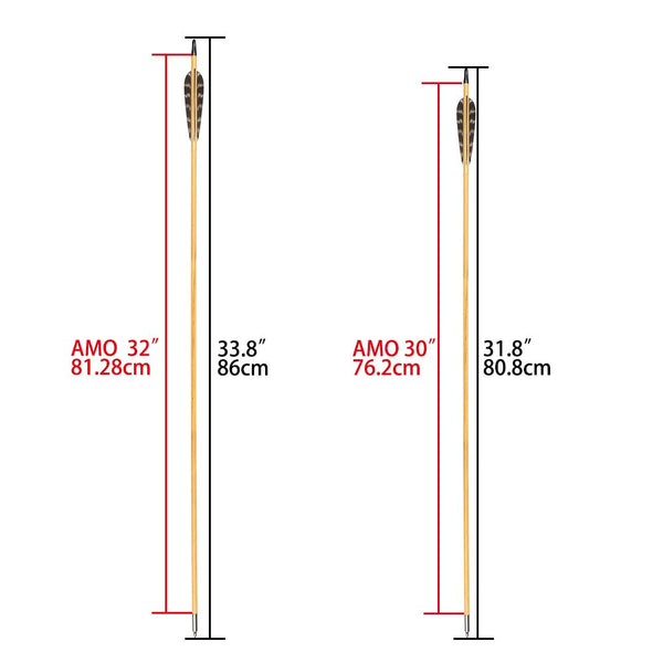 30 Inch Wooden Arrows Hunting 4 Inch Turkey Feathers Fletching Practice Target Arrow for Traditional Recurve Bow Horsebow Longbow (Pack of 12)