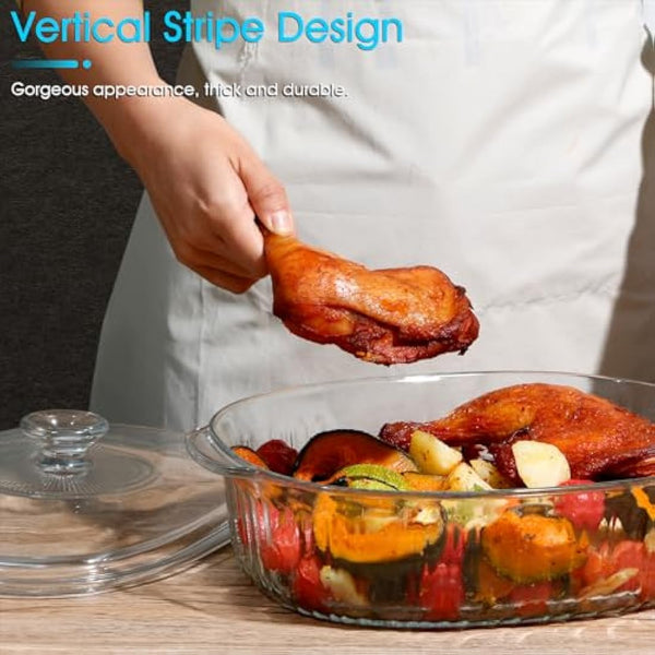 NUTRIUPS 3L Oval Glass Casserole Dish with Lid, Borosilicate Glass, Large Oval Casserole Dish for Oven, Oven Proof Dishes with Lids(31×21.5×13cm）