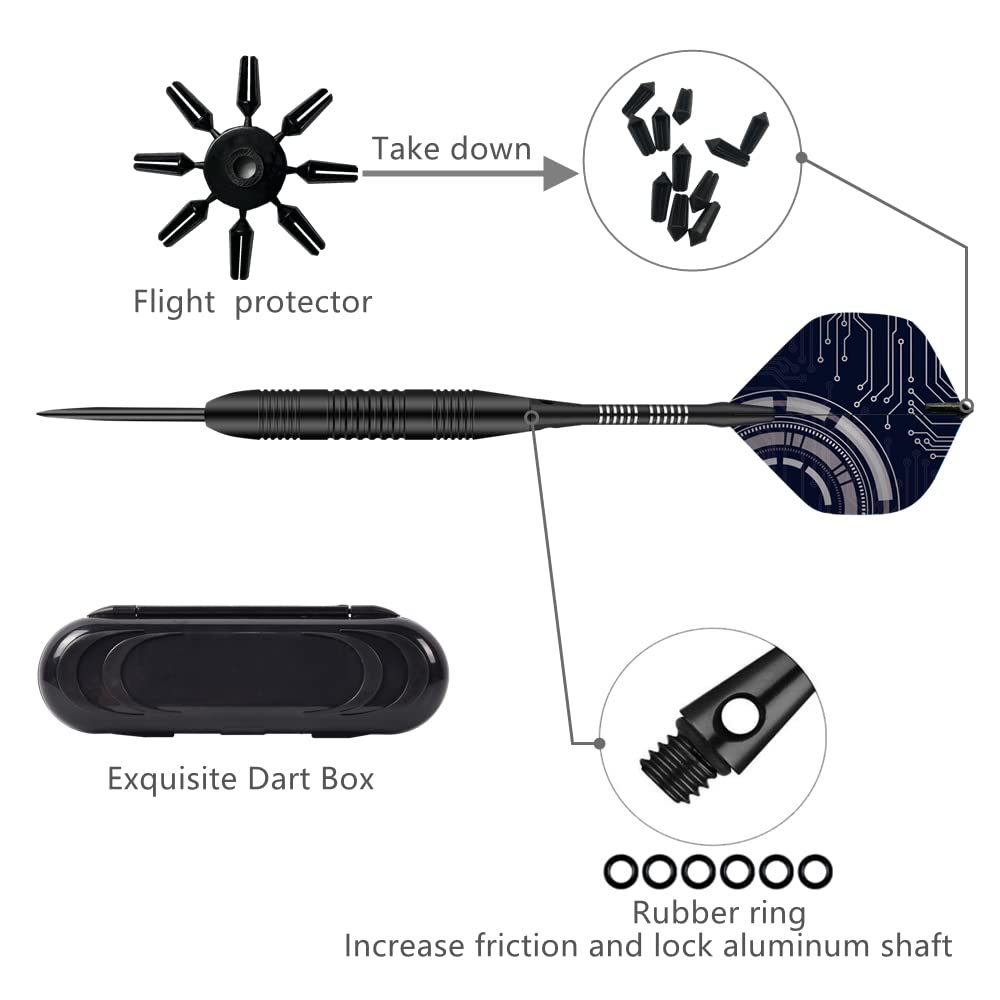 Steel Tip Darts Set,3 Pack Professional Dart with Aluminum Shafts and Darts Case