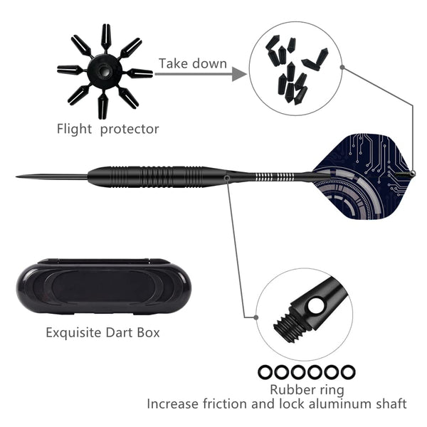 Steel Tip Darts Set,3 Pack Professional Dart with Aluminum Shafts and Darts Case