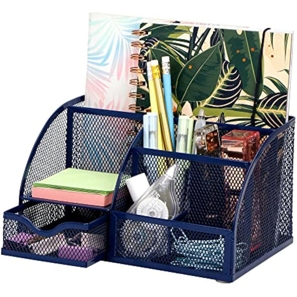 EXERZ Desk Organiser/Mesh Desk Tidy Caddy/Pencil Holder Multifunctional with 7 Compartments