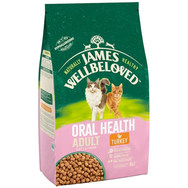 James Wellbeloved Adult Oral Health Turkey 4 kg Bag, Hypoallergenic Dry Cat Food