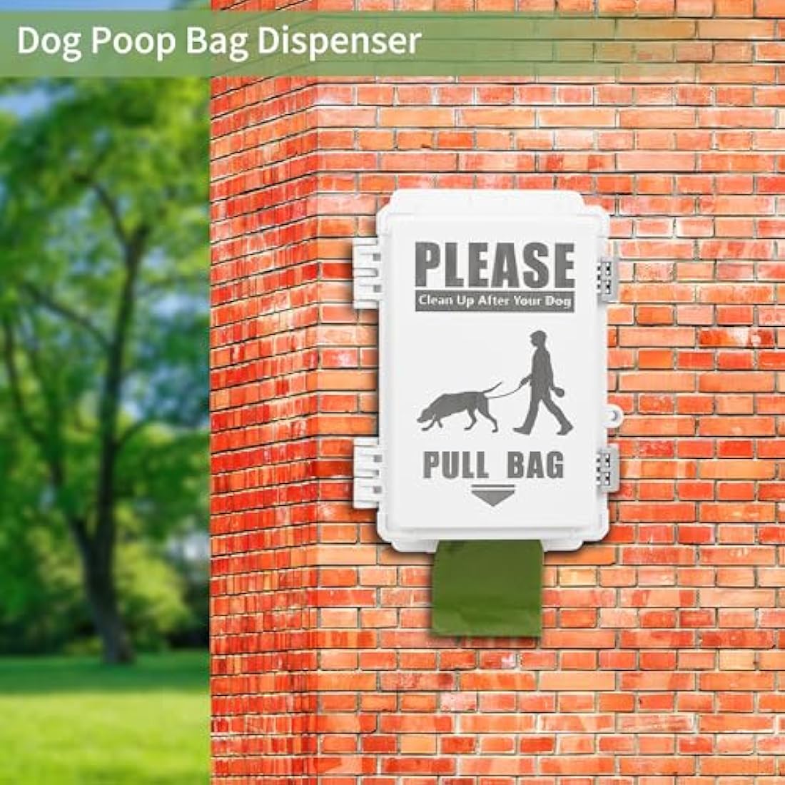 Dog Poop Bag Dispenser, Waterproof Outdoor Dog Bag Dispenser Holds Up to 8 Rolls of Waste bags, Outdoor Wall, Stake, Pole, Fence Mounted (only dispenser)