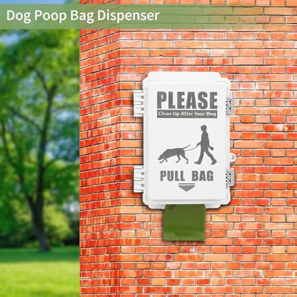 Dog Poop Bag Dispenser, Waterproof Outdoor Dog Bag Dispenser Holds Up to 8 Rolls of Waste bags, Outdoor Wall, Stake, Pole, Fence Mounted (only dispenser)