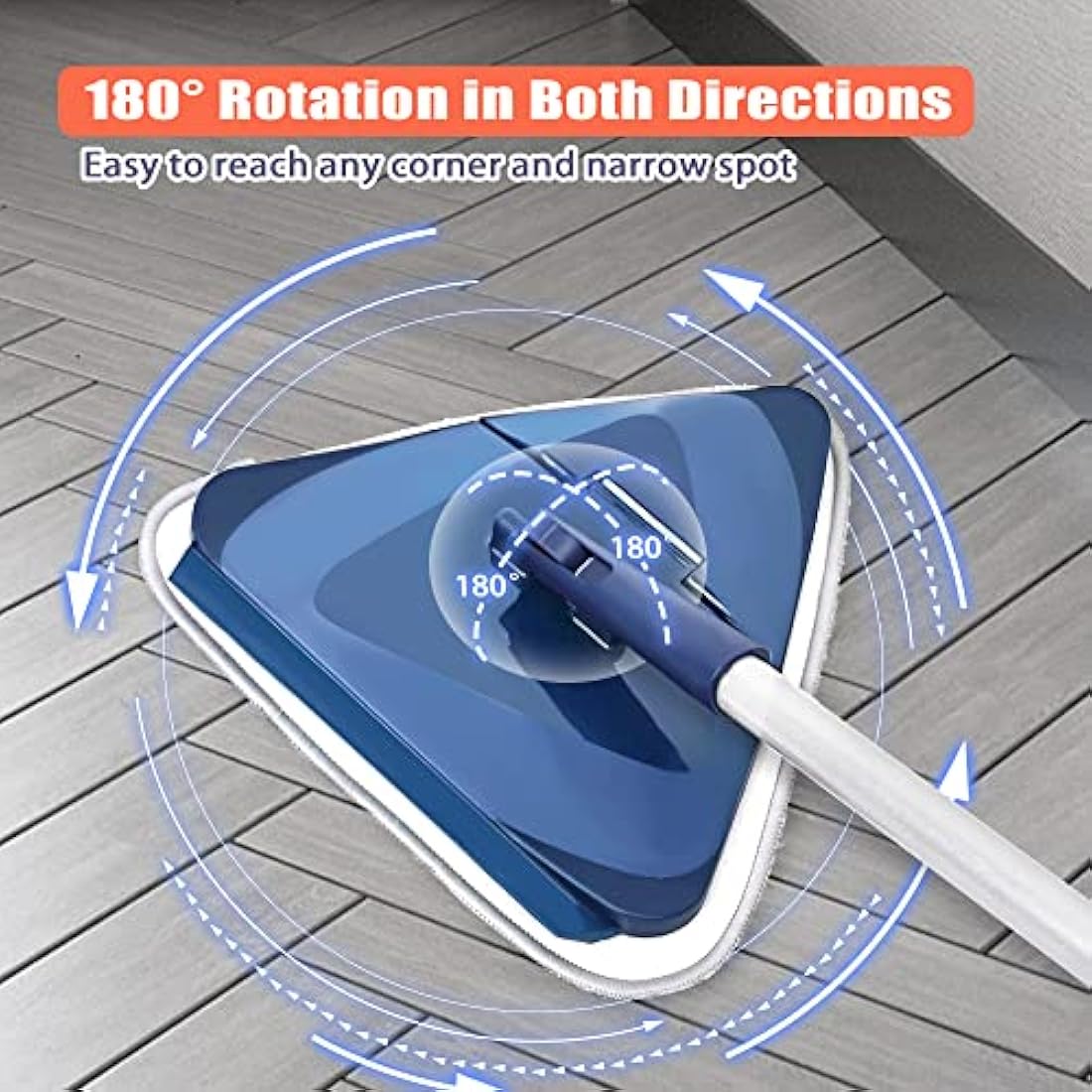 JEHONN 200CM Wall Cleaning Mop with Long Handle, 3-in-1 Ceiling Cleaner Tool Duster with 6 Replacement Microfiber Chenille Pads for Painted Walls, Window, Floor, Baseboard (Dark Blue)