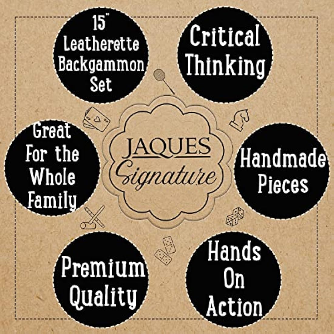 Jaques of London Backgammon Set | Classic Traditional Games | Folding Case 15" Backgammon Sets Luxury | Backgammon Sets for Adults | Since 1795