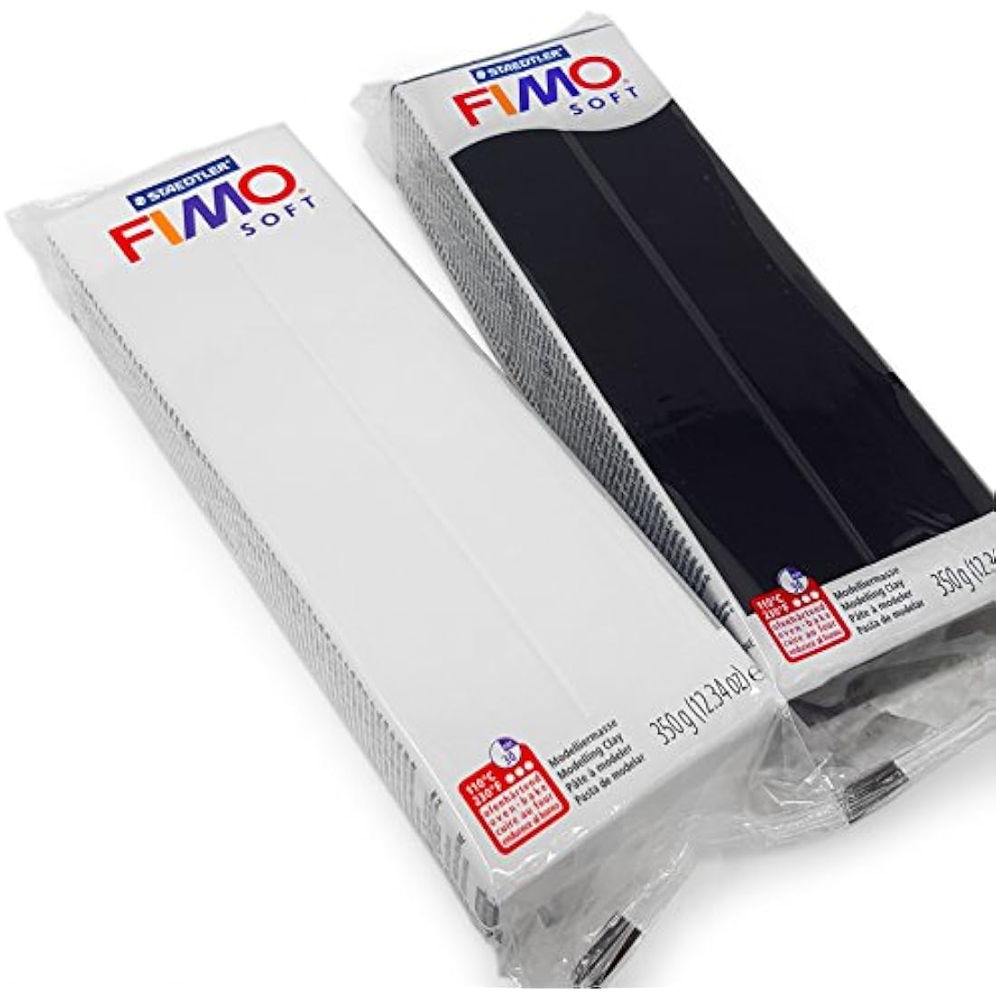 FIMO Soft 454g Polymer Modelling Clay - Oven Bake Clay - Black and White Set