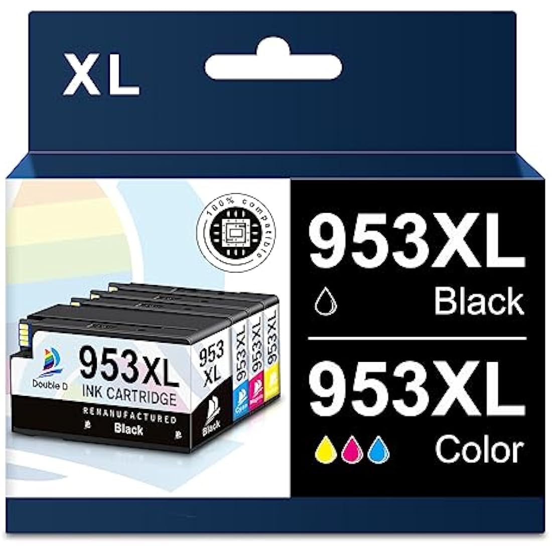953 XL 953XL Ink Cartridges Multipack for HP 953XL Ink Cartridges,Not Affected by Upgrade, Work for HP Officejet Pro 7720 7730 7740 8210 8710 8720 8725 8730 8740 Printer (1BK 1CY 1MG 1YL) 4Pack