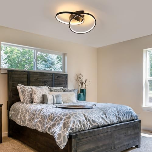 Dorlink LED Ceiling Light, Bedroom Ceiling Lights 33W 2970LM, Dual-Round Hallway Ceiling Light Fixture, 3000K Black Light Fittings for Kitchen, Living Room, Dining Room