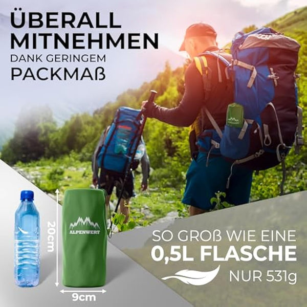 ALPENWERT Outdoor Sleeping Mat [Small Pack Size & Ultralight] Air Mattress Perfect for Camping, Hiking, Backpacking and Much More - Inflatable Sleeping Mat (Green)