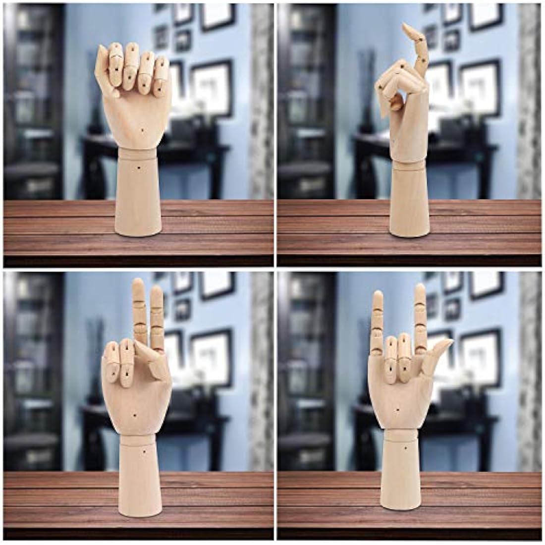 Belle Vous Flexible Wooden Mannequin Left & Right Hand Model Figures (2 Pack) - 30cm (11.81 Inches) - Movable Display Manikin with Finger Joints for Drawing, Sketching & Painting - Jewellery Holder