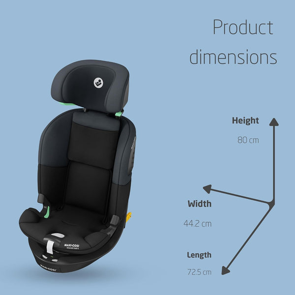 Maxi-Cosi Emerald S i-Size, 360 Swivel Car Seat, 0-12 Years 40-150cm, Multi-Age Baby Car Seat, Isofix 0-36 kg car seat, Rearfacing, 4 Recline Positions, G-Cell Side Impact Protection, Tonal Graphite