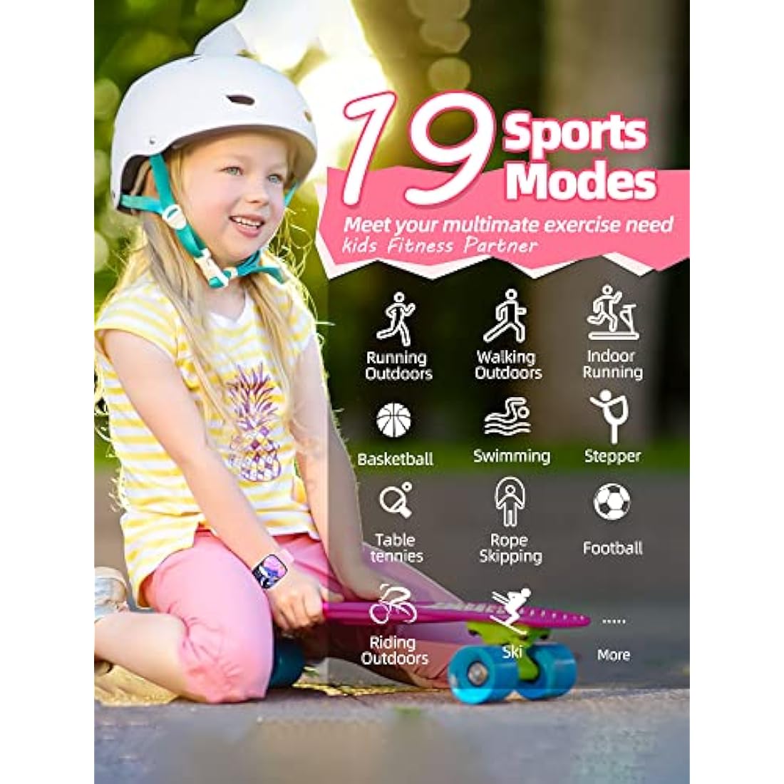 Slothcloud Kids Smart Watch for Boys Girls,IP68 Waterproof Fitness Activity Tracker Watch,Heart Rate Sleep Monitor,8 Sport Modes,Pedometers,Calories Counter,Alarm Clock,Kids Gifts Teens 5+ (Pink)