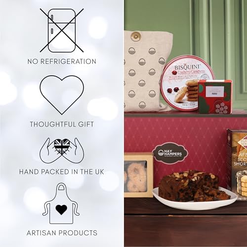 Afternoon Tea Hamper for 2 - Fruit Cake Hamper with Shortbread Biscuits, Fudge, Breakfast Tea, and Cookies - Luxury Food Hampers for Her, Gift Hamper for Mum, Birthday Hampers for Men - by Hay Hampers