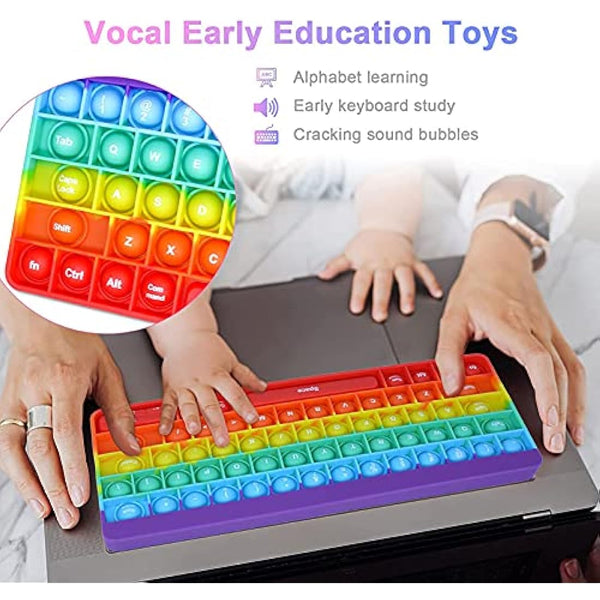 Aionly Pop Keyboard Fidget Toy,Christmas Fidget Toys, Push Stress Reliever Anxiety Relief It Sensory Toys for Autism,Bubble Keyboard with Letters Numbers Fidgets for Girls/Boys (Rainbow Keyboard)
