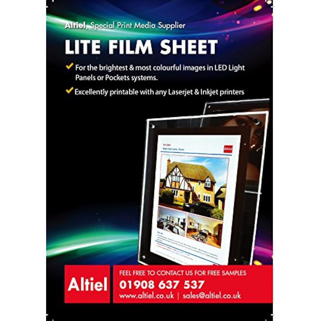 RTL49 - A3 x 50 Sheets of Back Lite Film for Any Inkjet & Laser Printers or Laser Copiers. Back lit Paper Sheet for LED Pocket Displays or LED Lightboxes. Backlit Film for LED Window Displays.