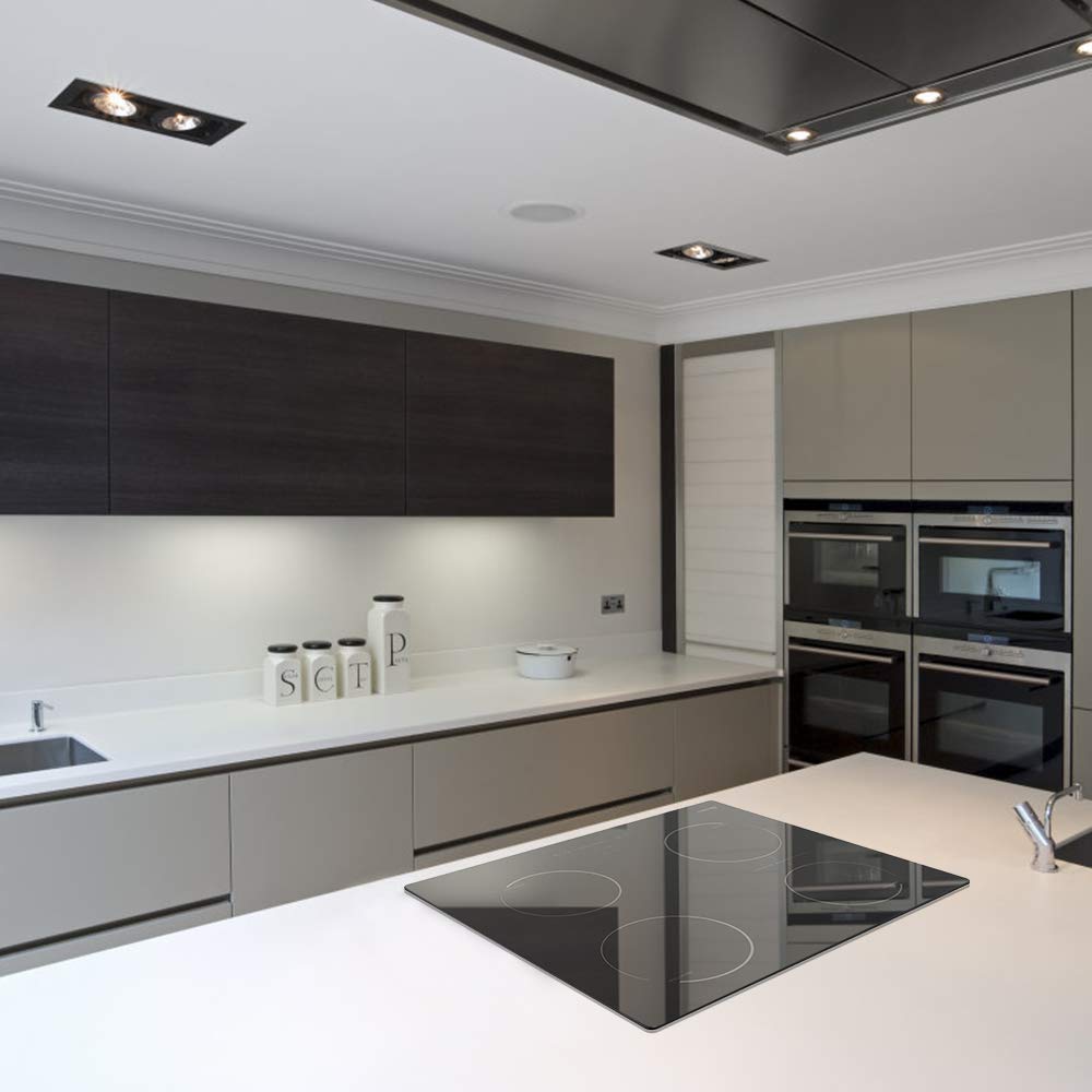 GlONlEN Plug-in Induction Hob White 13 Amp 2800W,59cm Integrated Electric Cooktop with Bridge Zone, 4 Cooking Rings,Built-in Cooker