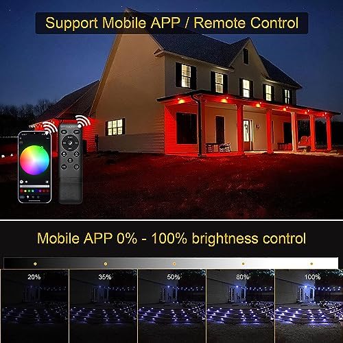 INDARUN RGB Led Decking Lights 0.5W Waterproof IP67 Ø30MM + WiFi Controller - Lighting for Terrace/Patio/Path/Wall/Garden/Decoration, 6 Packs
