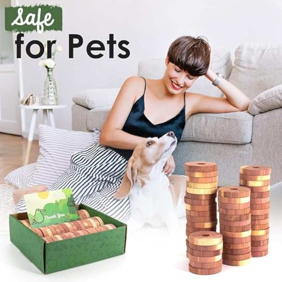 ecoKiwi Moth Repellent for Wardrobes Cedar Rings - 55 Pack - 100% Natural Cedar Balls - Anti Moth Products - Cedarwood Oil Moth Repellent for Rooms & Clothes - Moth Balls for Wardrobe with Sandpaper