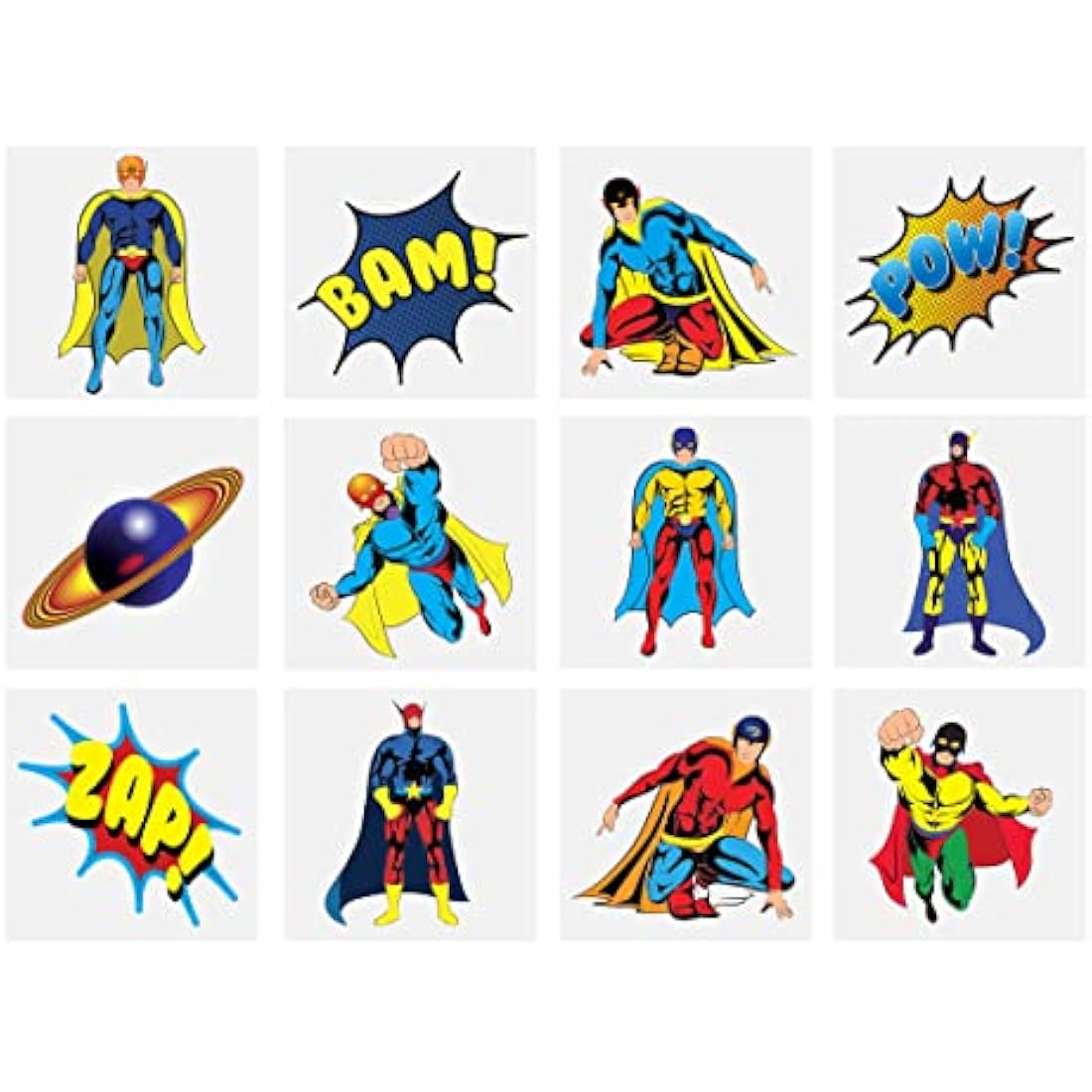 HENBRANDT 24 Pack of Superhero Temporary Tattoos for children Kids by Henbrandt- Party Goody Bag Fillers
