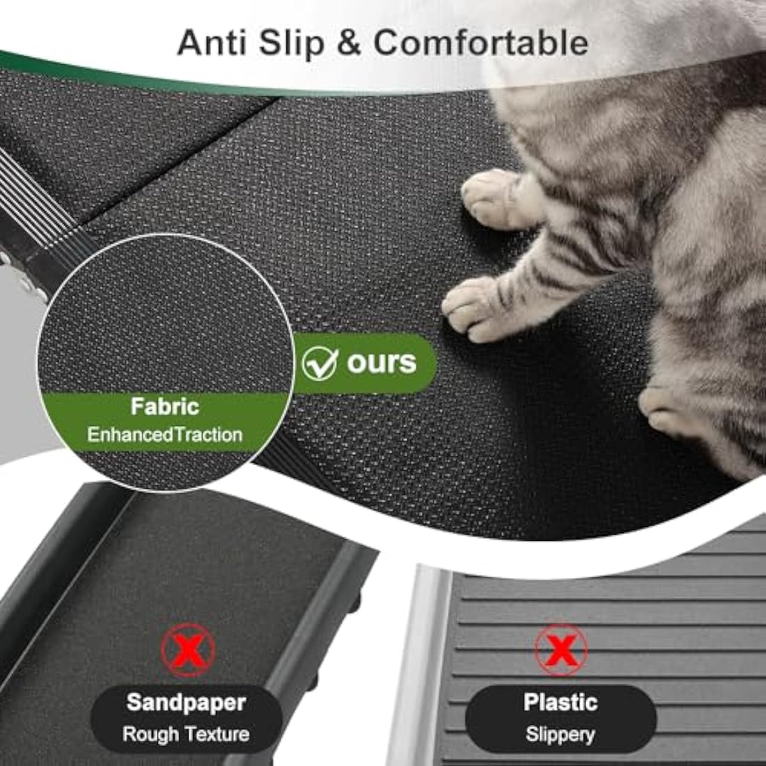 SMONTER Dog Car Ramp for Large Dogs, Folding Portable Pet Steps 180 x 44cm Extra Long Aluminum Dog Stairs with Nonslip Surface, Lightweight &Durable for Trucks, Cars and SUV, Supports up to 200 lb