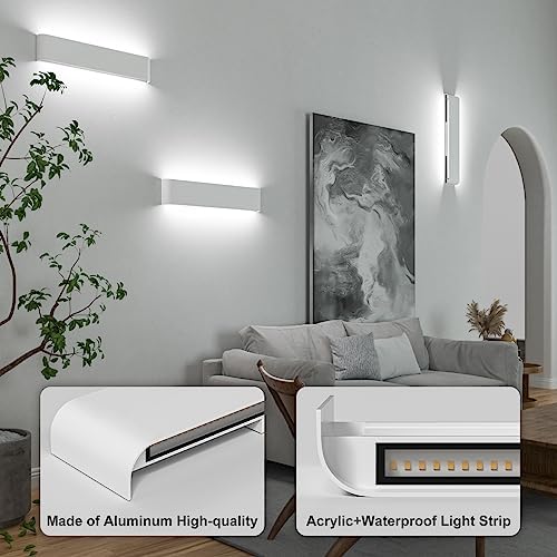 ChangM 12W Wall Light LED Indoor 2 Pack Wall Lamp More Bright Modern Wall Lighting Perfect for Bedroom, Living Room, Stairs and Bathroom Light, Cool White