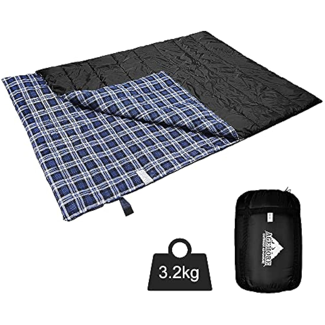 Double Cotton Flannel Sleeping Bag for Camping, Hiking, or Hiking. Queen 2 Cold Weather Waterproof Sleeping Bag for Adults or Teenagers.