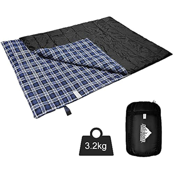 Double Cotton Flannel Sleeping Bag for Camping, Hiking, or Hiking. Queen 2 Cold Weather Waterproof Sleeping Bag for Adults or Teenagers.