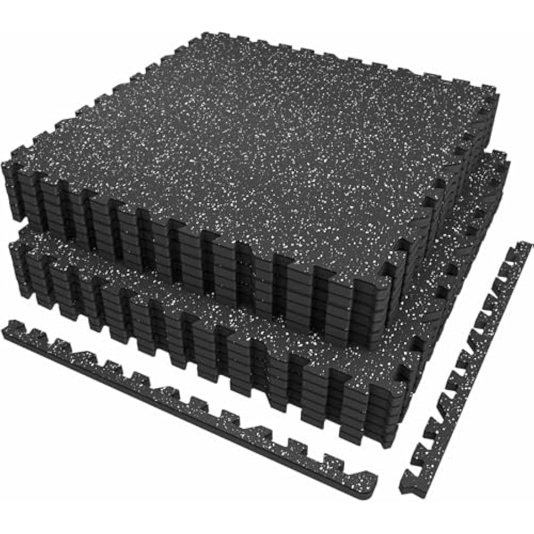 AIRHOP 0.56in Thick 48 Sq Ft Exercise Equipment Mats, 12 Tiles Upgraded Rubber Top with High Density EVA Foam, Large Interlocking Puzzle Gym Flooring For Home Gym, Heavy Weight Workout, 24 x 24in