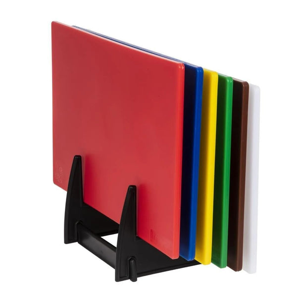 Hygiplas Colour Coded Chopping Board Set with Rack & Wall Chart 6 Pieces