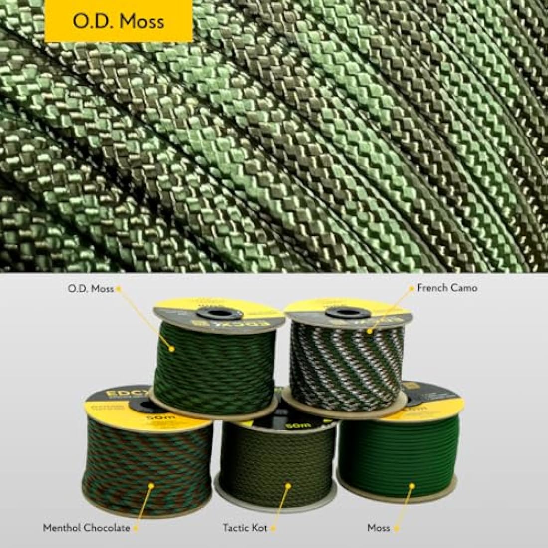 EdcX 4mm Rope 550 - Type III, 100% Rope, 7 Strand Rope, 4mm Rope in Solid Colors