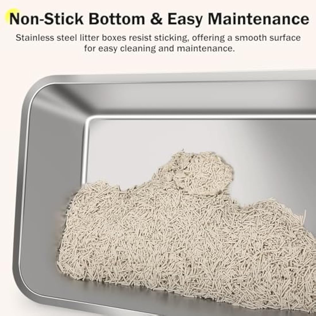 FURTIME Stainless Steel Cat Litter Tray Grey with Detachable Enclosure, 31cm High Sided Cat Litter Box Anti-Spillage and 60cm Extra Large Litter Tray with Lid for All Cats, with Litter Scoop & Mat