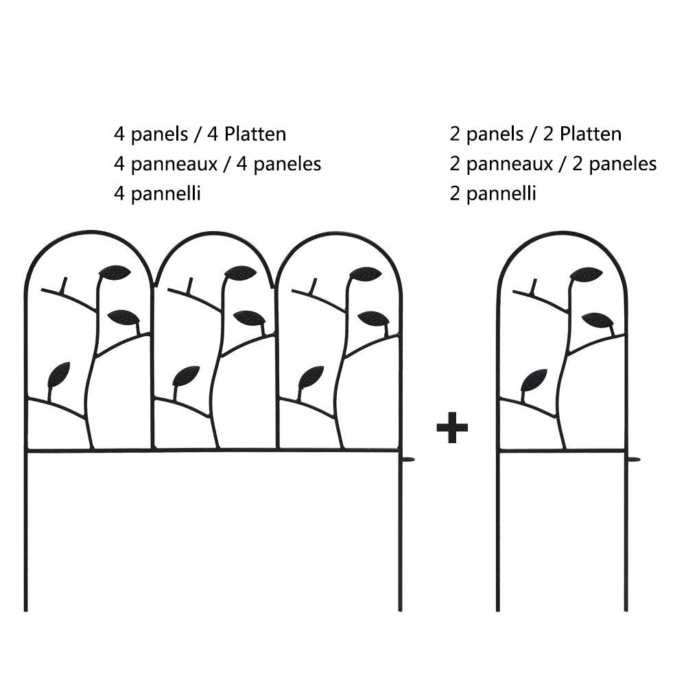 Amagabeli Garden Home Decorative Garden Fence 6 Pieces 46cm x 214cm Metal Garden Border Outdoor Rustproof Landscape Wrought Iron Wire Fencing Folding