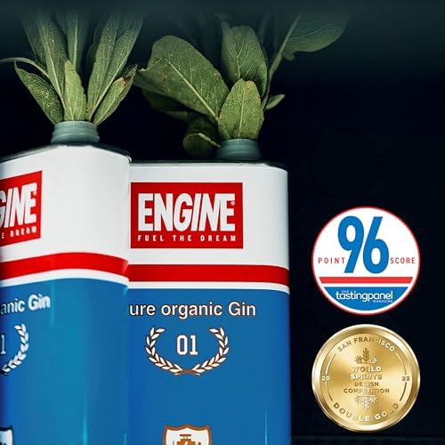 Engine Italian Organic Gin | 70cl | 42% vol | London Dry | Juniper Hints with Floral Note of Roses and Balsamic Note of Sage and Lemon | Vegan & Gluten Free | Perfect in a Gin & Tonic, or a Negroni