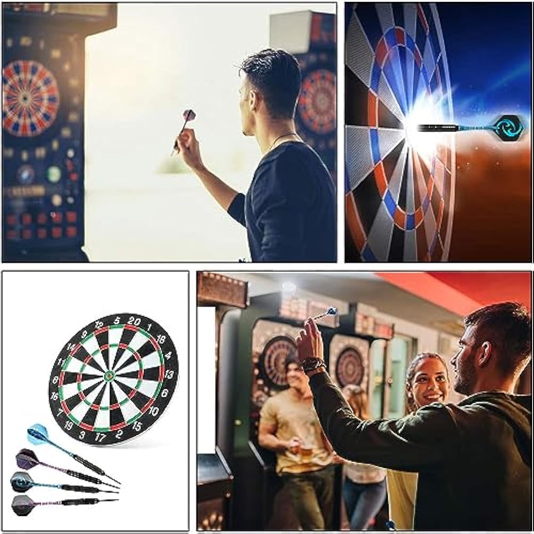 flintronic 6 Pack Steel Darts Set,Professional 22g/23g/24g Darts Tip with Non-slip Stainless Steel Shaft,4 Style Poly Flights,PVC Shafts,Dart Sharpener,Rubber Rings,Flight Protecter
