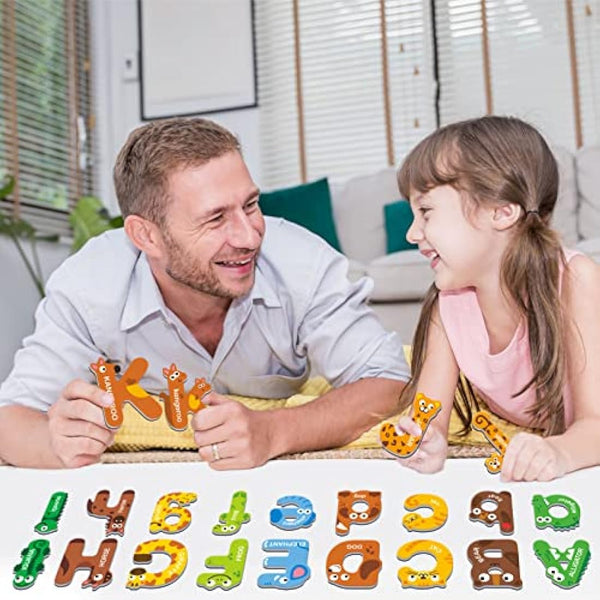 52 Magnetic Alphabet, 26 Uppercase & 26 Lowercase Letters, Adorable Animal Shape Alphabet ABC Magnets for Fridge Educational Spelling Learning Games Toys Set for Kids, Toddlers 3 4 5 Years Old