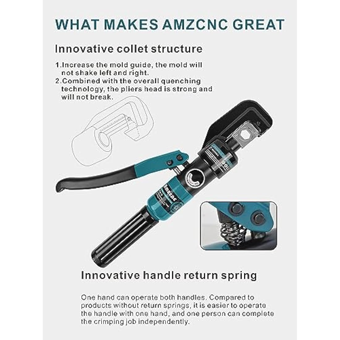 Hand Operated Hydraulic Crimping Tool Range 12 AWG-2/0 AWG for Cable lugs Hydraulic Crimping Crimper Wire Terminal Lug Tool with 9 Pairs Dies