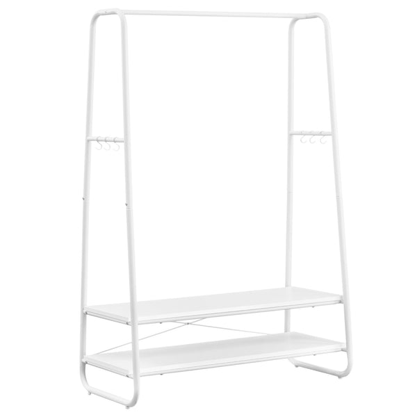 VASAGLE Clothes Rail, Clothes Rack with 2 Shelves, 6 S-Shaped Hooks, Steel Frame, for Bedroom, Rustic Brown and Black RGR112B01