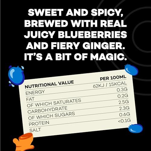 Hip Pop Kombucha, Blueberry & Ginger, Low Calorie, 100% Natural, Vegan, Branding of Cans May Vary, 24 x 330 ml