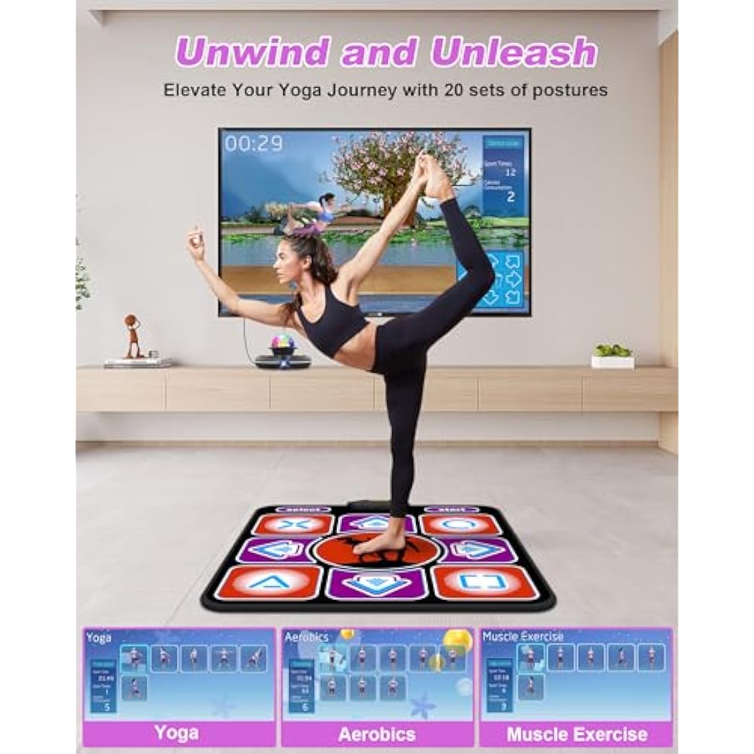 Acelufly Dance Mat, Electronic Dance Mat for TV with Camera, Non-slip Dance Mat for Girls, Birthday Gifts Dance Game Mat for Kids Adults Girls Boys (Black)