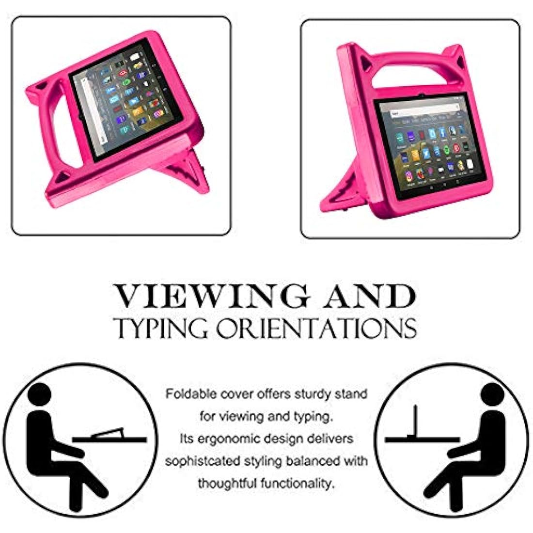 Fire HD 8 tablet Case,All-New Fire HD 8 Plus Tablet Case for Kids (12th/10th Generation,2024/2022/2020 Release),DJ&RPPQ Light Weight Shock Proof Handle Friendly Stand Kids Proof Protective Cover-Pink