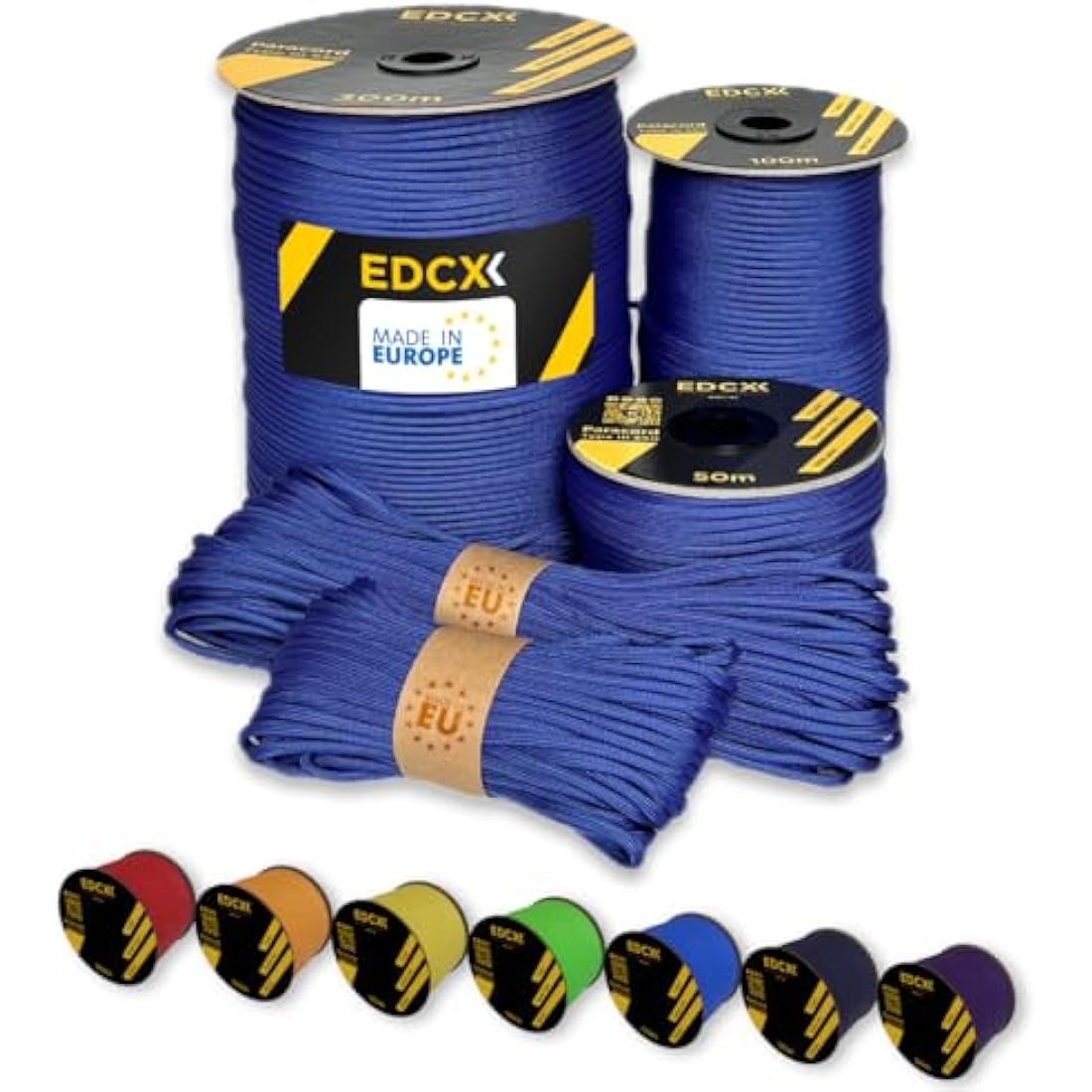 EdcX Paracord 4mm, 35+ Solid Colors (10m, 15m, 30m, 50m, 100m, 300m) | Ideal for Crafting, DIY, Camping, Survival, Outdoor | 100% Nylon Rope 4mm | Tactical Cord 550 Type III