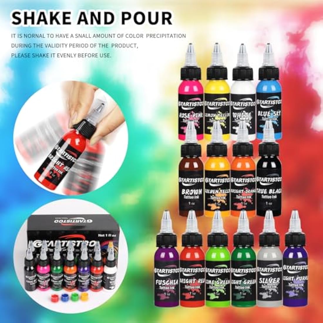 Ink Professional 1oz(14 Colors 30ml) Vegan-Friendly Pigment Ink Supplies