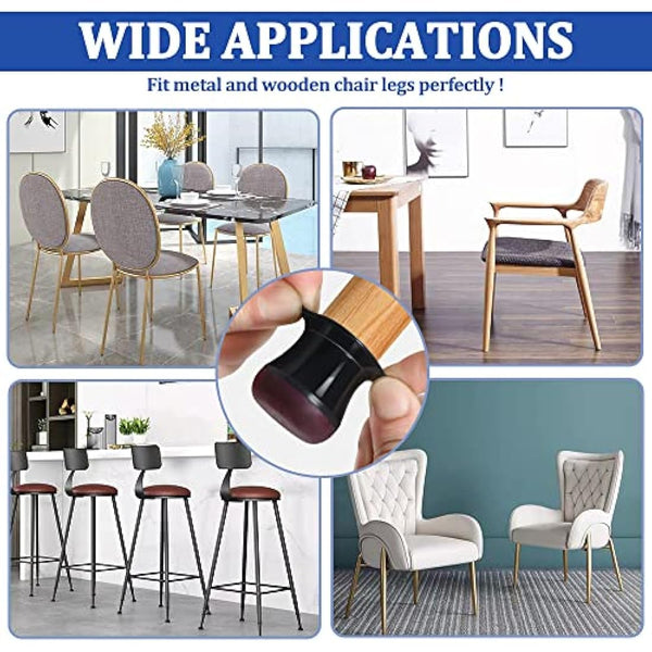 32 Pcs Chair Leg Floor Protectors, Small Black Silicone Chair Leg Covers Caps for Hardwood Floors with Wrapped Felt, Furniture Feet Protectors Pads (Fit:15-20mm)