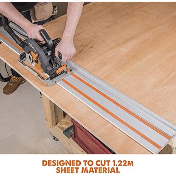 Evolution Power Tools ST1400 Circular Saw Guide Rail/Track Fits Makita, Bosch, Festool, (Clamps and Carry Bag Included), 2-Piece Track (700mm x 2) 1400 mm