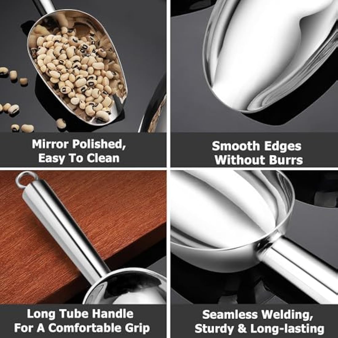 Ice Scoop, Stainless Steel Sweet Candy Food Scoop for Kitchen Bar Buffet Party Wedding, Heavy Duty & Dishwasher Safe - 5oz