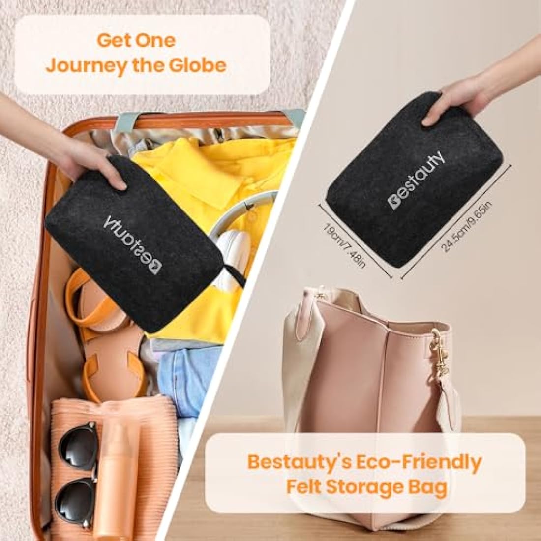 Bestauty Hair Dryer Travel Hair Dryer, Powerful Ionic Hairdryer with 3 Temperature Settings and Cool Button for Women & Men, Foldable Portable Lightweight Hairdryer with Diffuser and Storage Bag