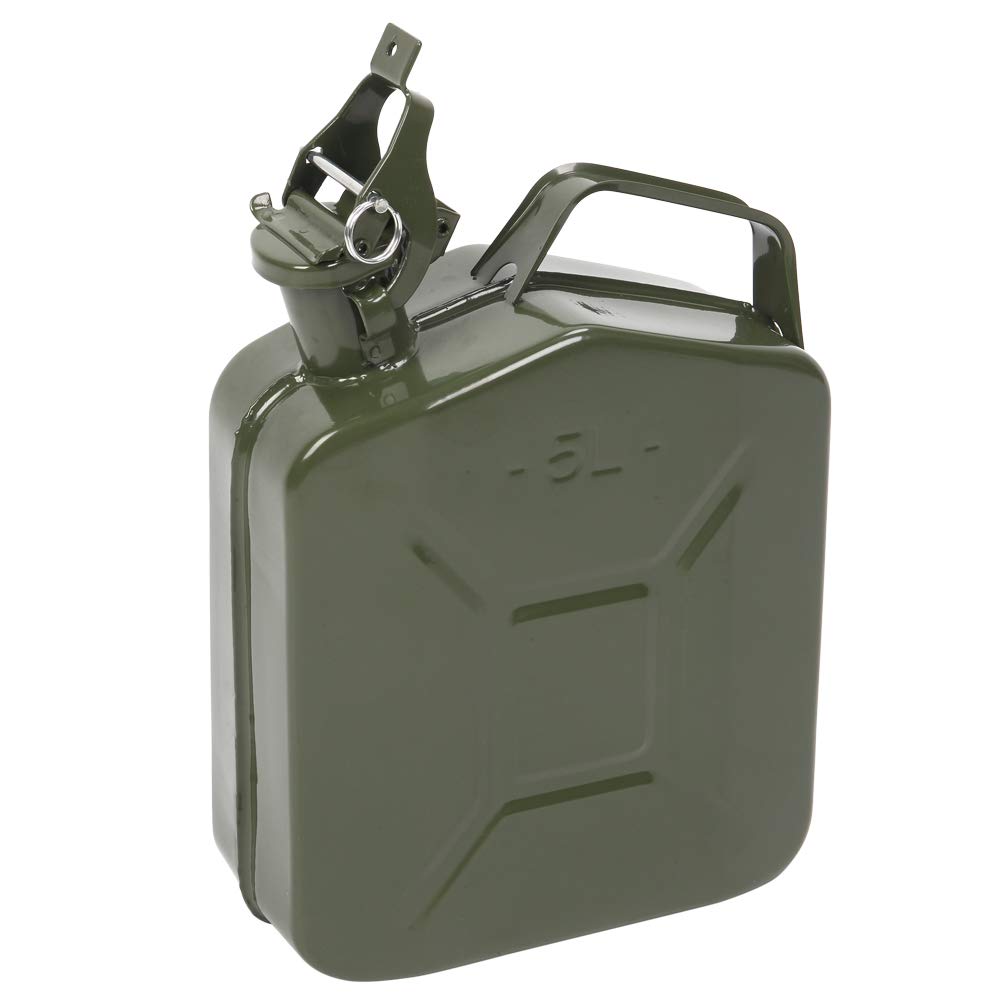 Bonnlo 20L Petrol Can Fuel Oil Storage Can Metal Jerry Diesel Tank with Flexi Spout For Diesel, Petrol, Oil Container (Green)